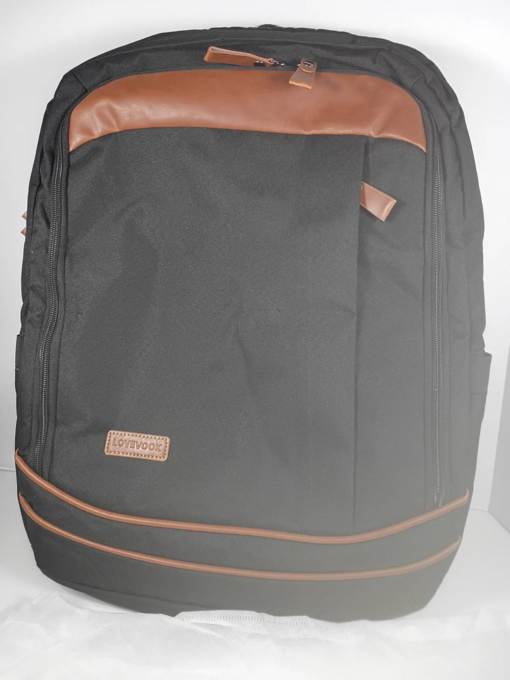 LOVEVOOK Black Backpack with Brown Trim - Men's Business Travel Bag